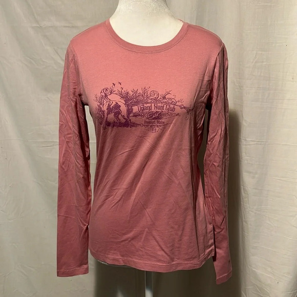 women's pink LL Bean Upland Hunt Club graphic long sleeve shirt size medium - Picture 1 of 3